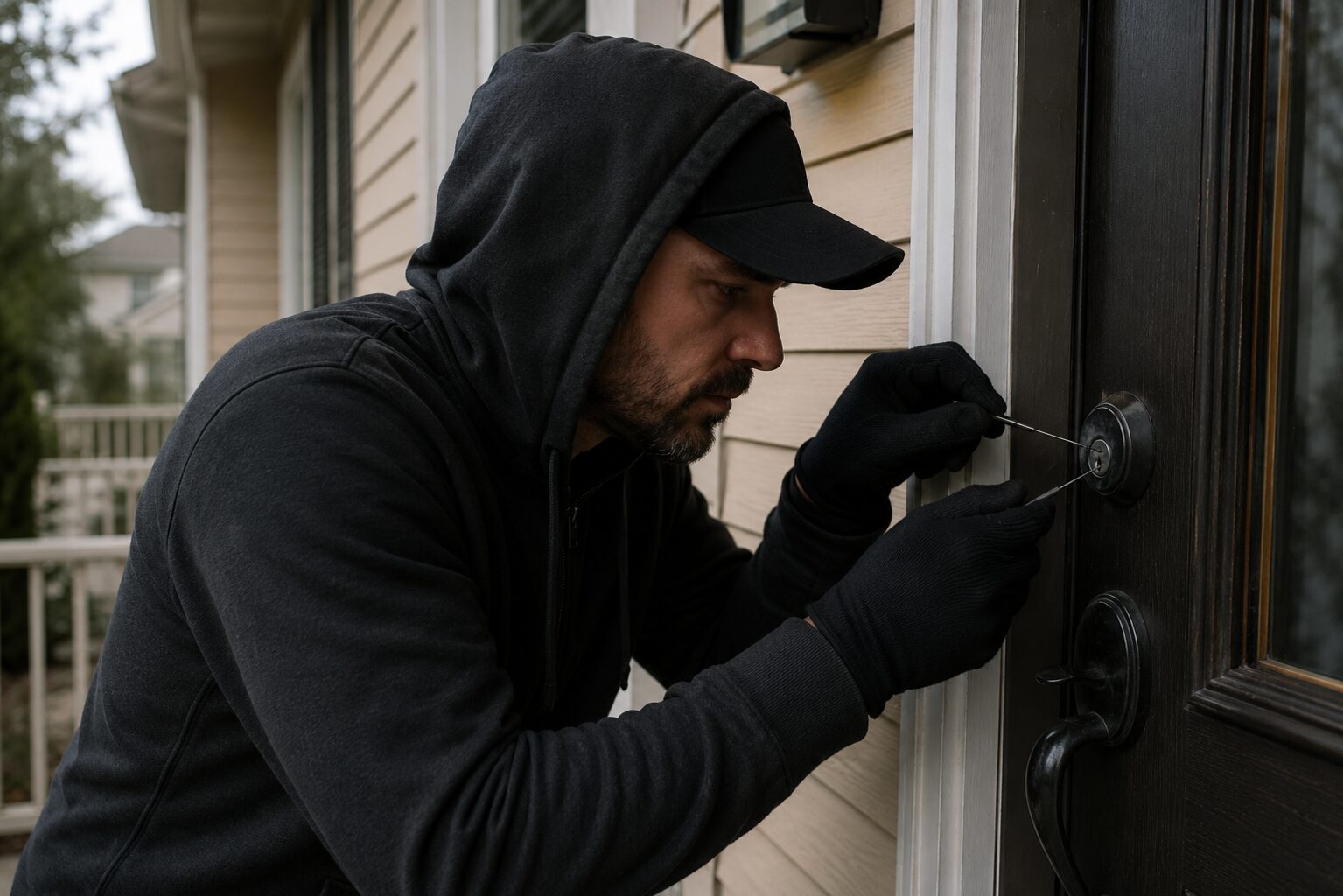 Suspicious figure at the front door